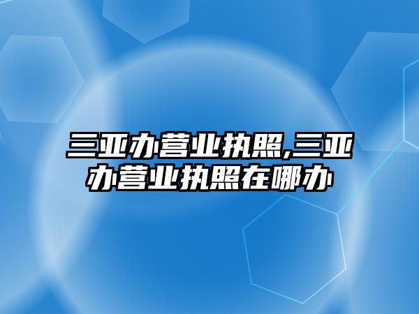 三亞辦營(yíng)業(yè)執(zhí)照,三亞辦營(yíng)業(yè)執(zhí)照在哪辦